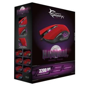 Mouse Gaming USB 3200dpi 6 Tasti Rosso Hannibal GM-1602