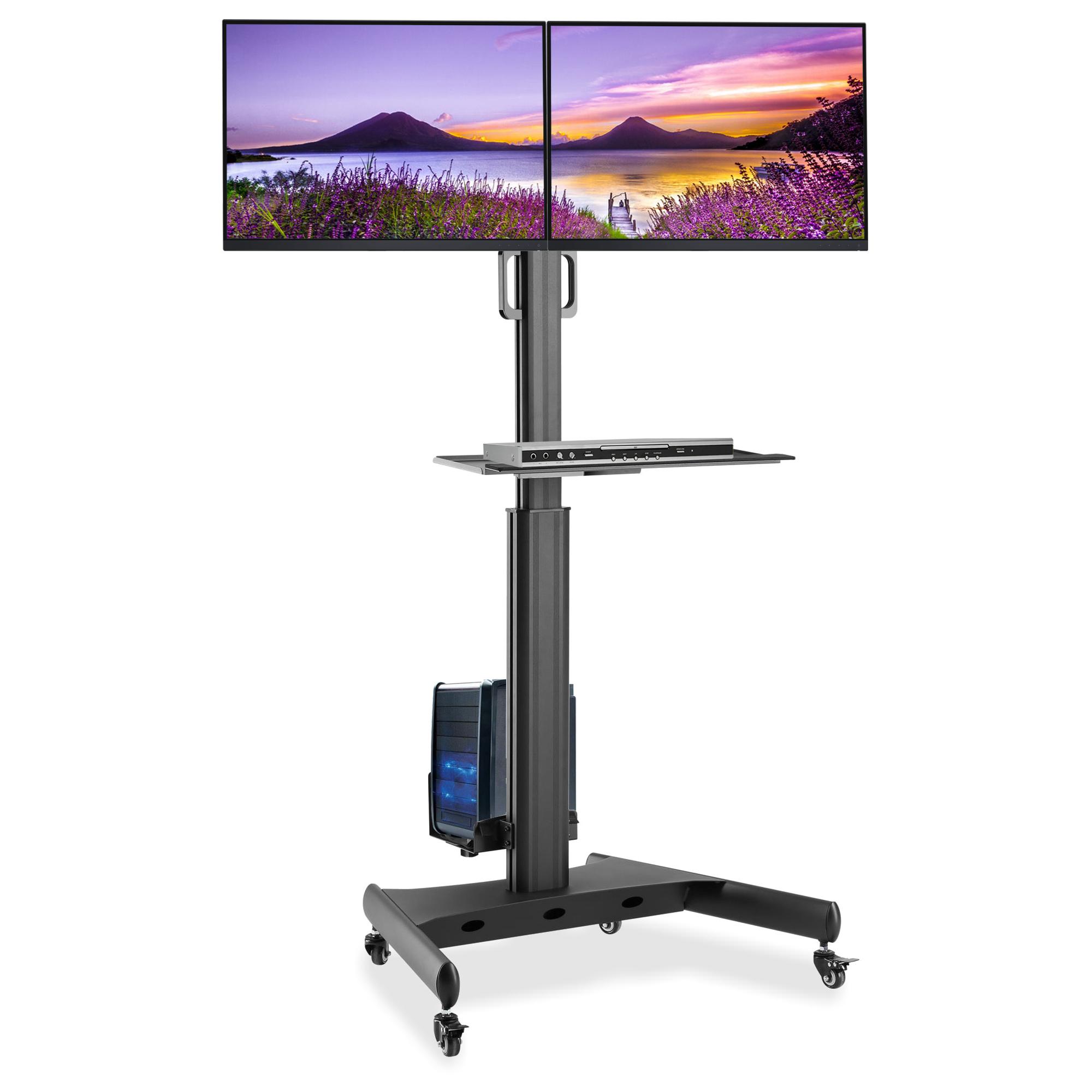 Trolley da Pavimento con Mensola e Porta CPU per 2 TV LCD/LED/Plasma 13-32''