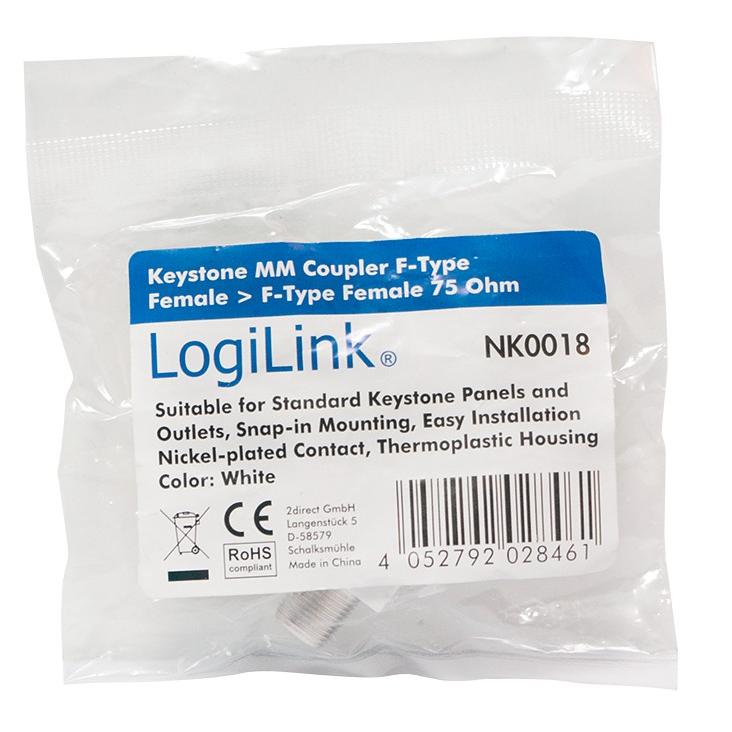 Adattatore Keystone BNC 75 Ohm F/F Nero