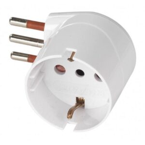 Adattatore Spina 10A Presa Schuko Angolata 250V Bianco