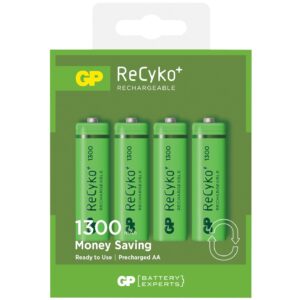 Blister 4 Batterie Ricaricabili AA Stilo 1300mAh GP ReCyko