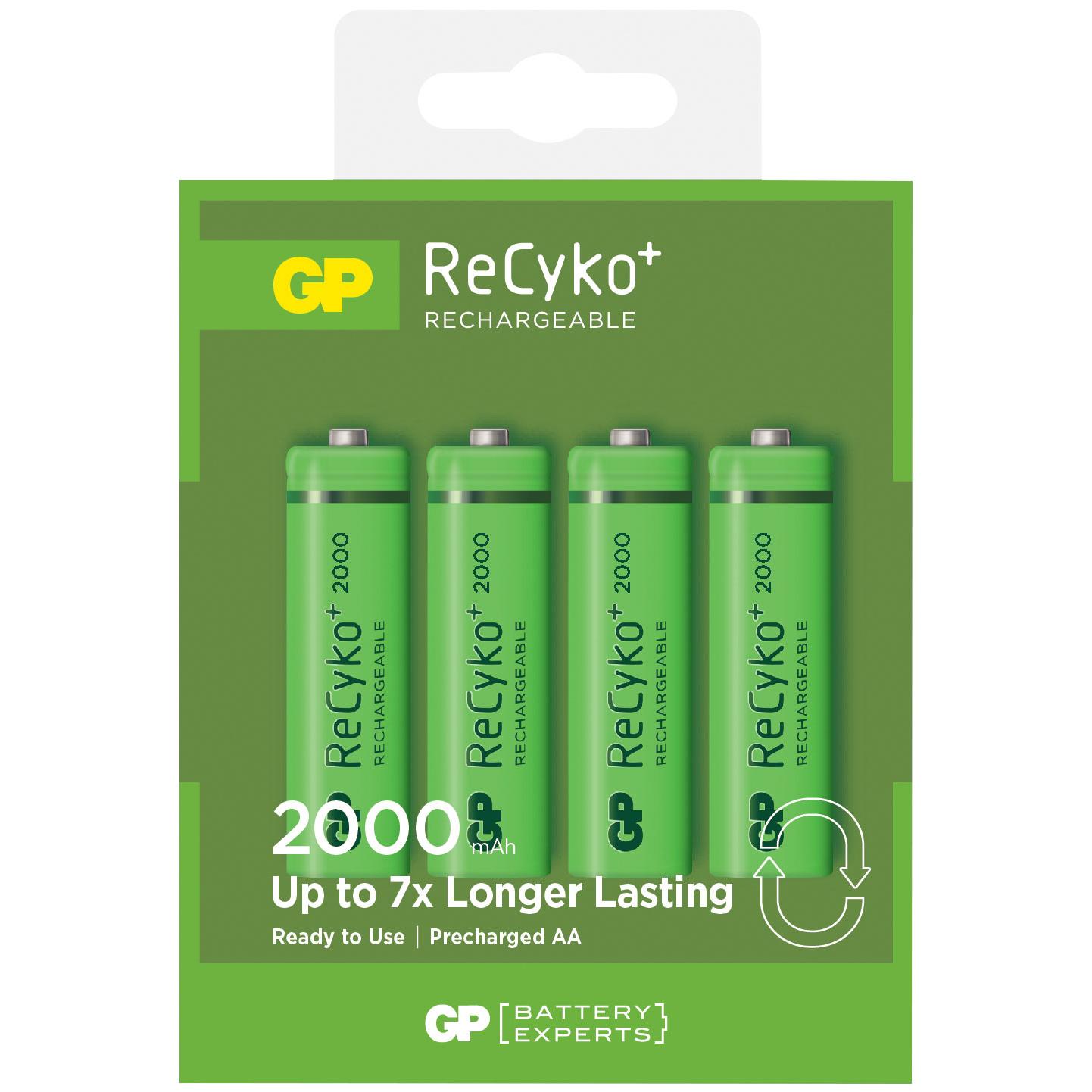 Blister 4 Batterie Ricaricabili AA Stilo 2000mAh GP ReCyko