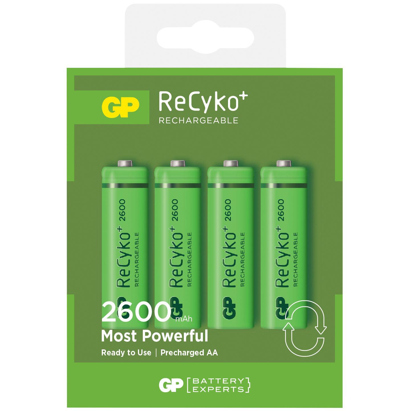 Blister 4 Batterie Ricaricabili AA Stilo 2600mAh GP ReCyko+