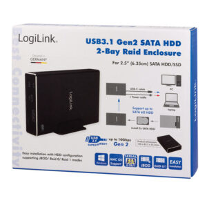 Box Esterno 2x HDD/SSD 2.5'' da SATA a USB 3.1 Gen.2