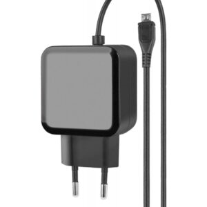 Caricatore con Cavo MicroUSB 2,4A Spina Europea 2 pin Nero