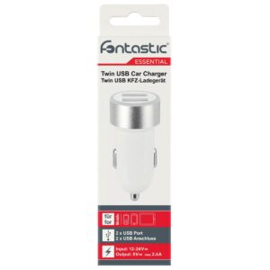 Caricatore da Auto 2 USB con uscita 2,4A Bianco