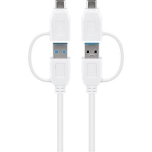 Cavo USB3.0 con Adattatori da USB A a USB-C 1m Bianco