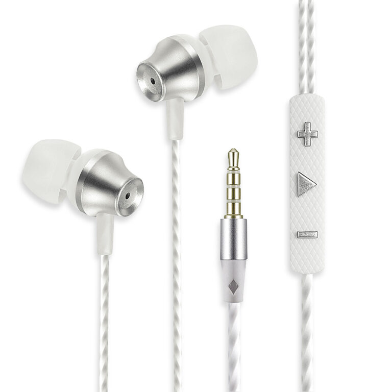 Cuffie Auricolari Audio 3.5'' con Microfono Controllo Volume V465 Bianco