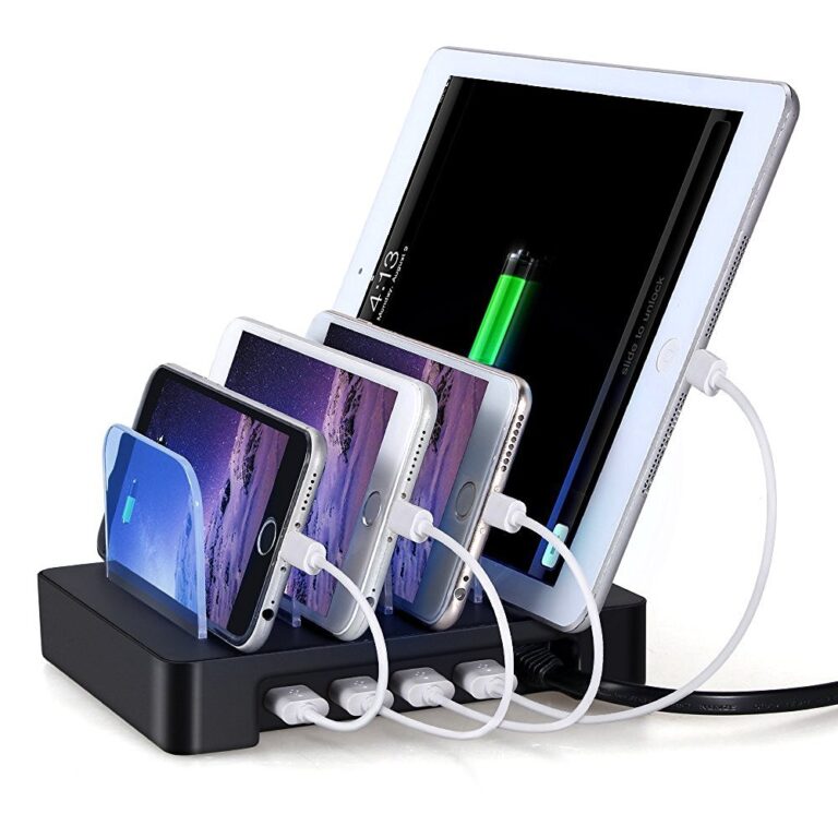 Docking Station 4 Porte USB Ricarica Smartphone e Tablet Nero