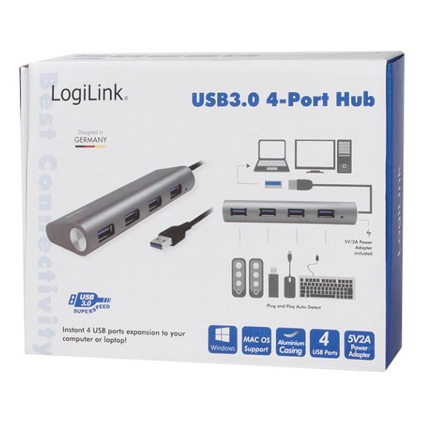 Hub USB 3.0 SuperSpeed 4 porte Alluminio Silver