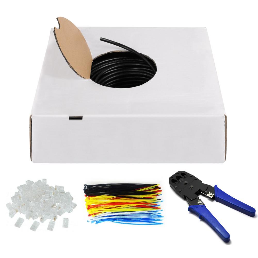 Kit Matassa U/UTP Cavo Cat.6 CCA 305m Fascette e Plug RJ45