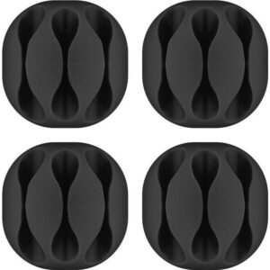 Set 4 Fermacavo da Scrivania a tre posti Nero