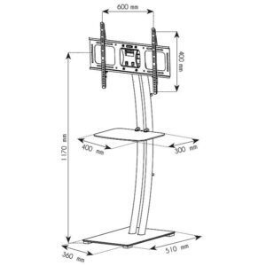 Supporto a Pavimento Base Rettangolare e Mensola per TV LCD/LED 32-70''