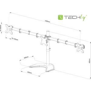 Supporto da Scrivania per 3 Monitor 13-24'' con base