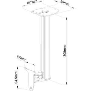 Supporto da Soffitto Regolabile per Diffusore Sonos Play 3 nero