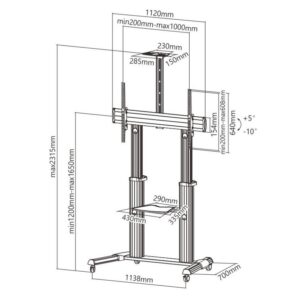 Supporto mobile da pavimento per TV Ultra larghe 60-100''