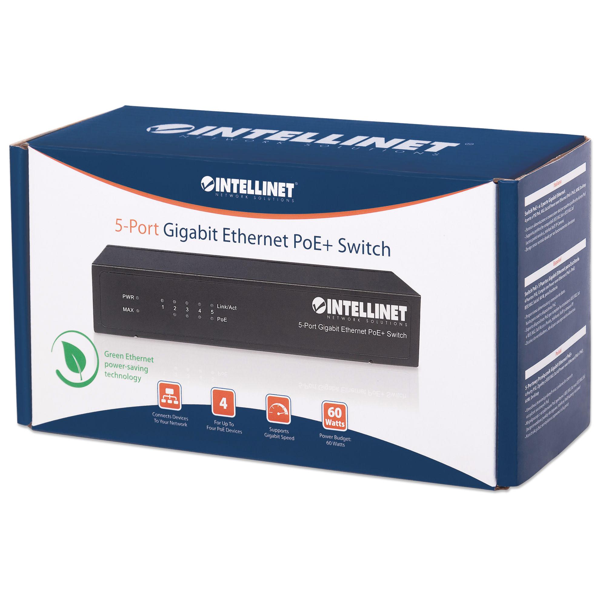 Switch PoE+ 5 porte Gigabit Ethernet