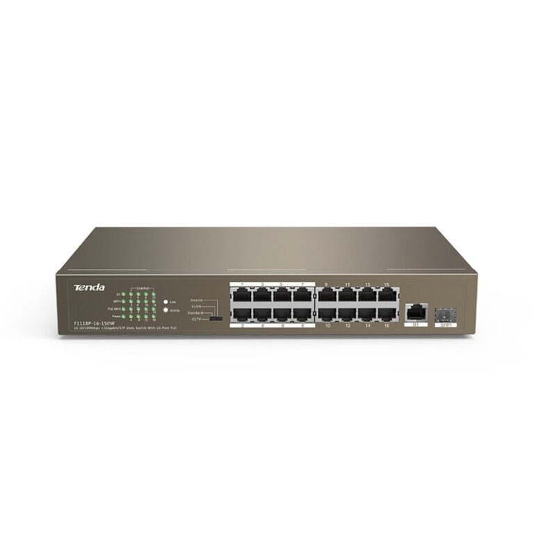 Switch con 16 porte PoE 10/100Mbps + 1 Gigabit/SFP Slot