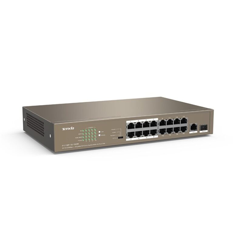 Switch con 16 porte PoE 10/100Mbps + 1 Gigabit/SFP Slot