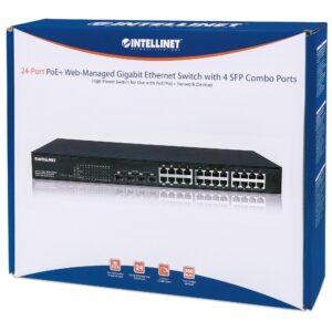 Web-Managed Gigabit Ethernet Switch 24 porte POE+ con 4 porte SFP combo