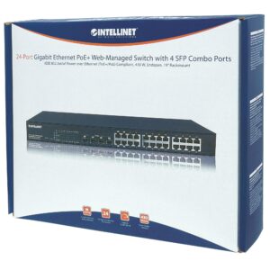 Web-Managed Switch 24 porte Gigabit Ethernet PoE+ 4 porte SFP combo