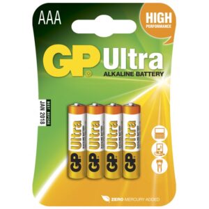 Blister 4 Batterie GP Ultra Alcaline Ministilo AAA 24AU/LR03