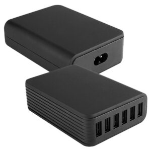 Carica Batterie da Tavolo 6 USB 12A per Smartphone Tablet  Nero