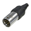 XLR 5p. Connector Male TOP Contatti dorati, alloggiamento in acciaio nero