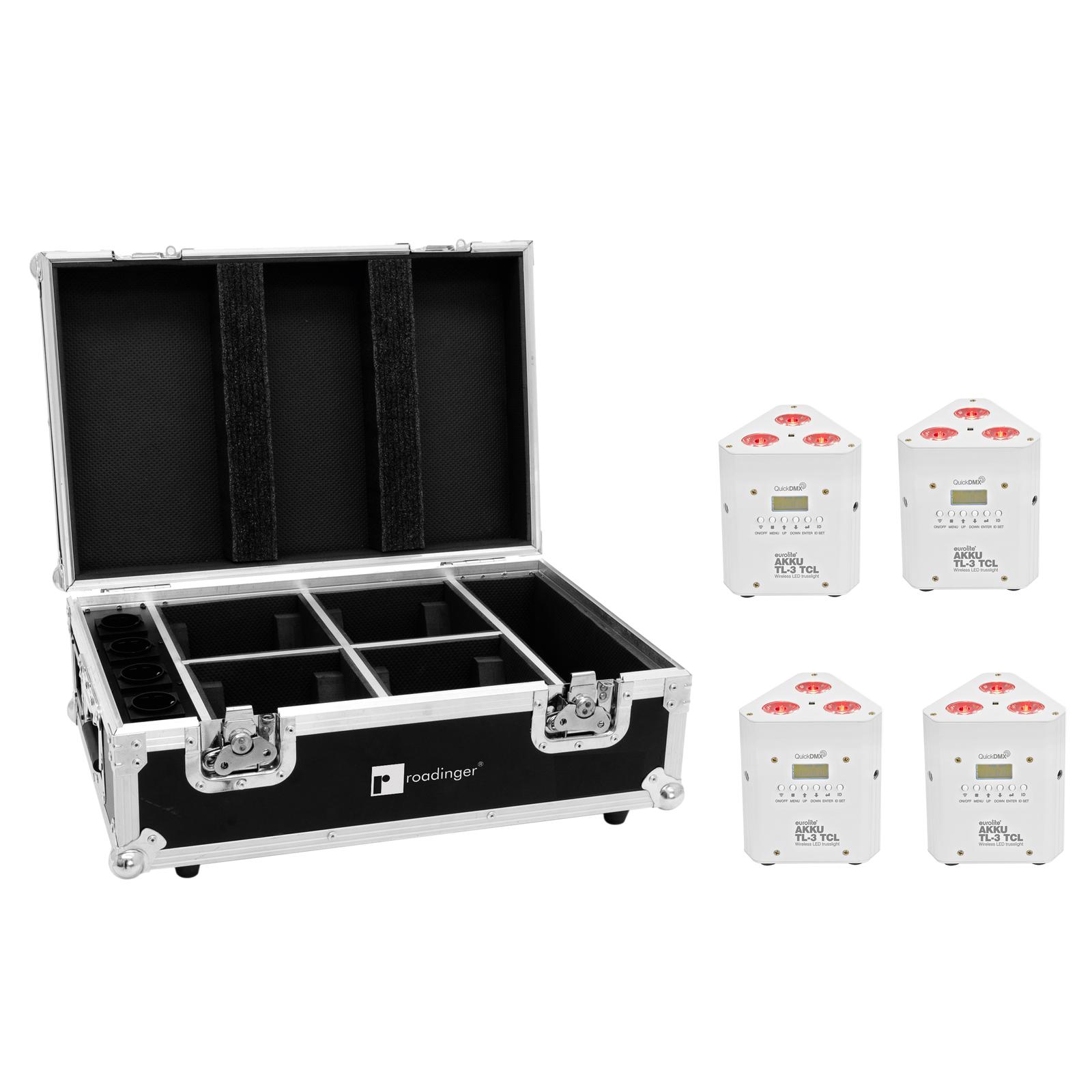 EUROLITE Set 4x AKKU TL-3 TCL white + Case with charging function