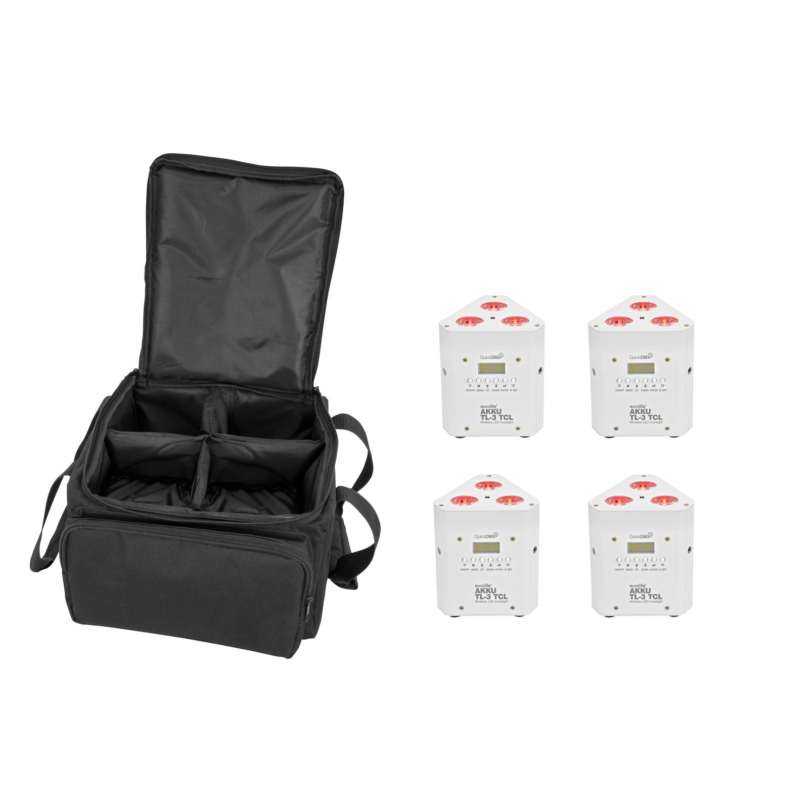 EUROLITE Set 4x AKKU TL-3 TCL white + SB-4 Soft-Bag