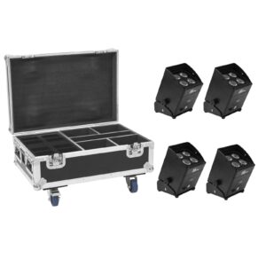 EUROLITE Set 4x AKKU IP UP-4 Plus HCL Spot WDMX + Case