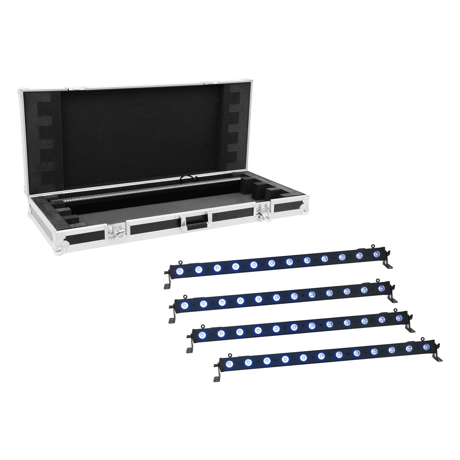 EUROLITE Set 4x LED BAR-12 QCL RGB+UV Bar + Case