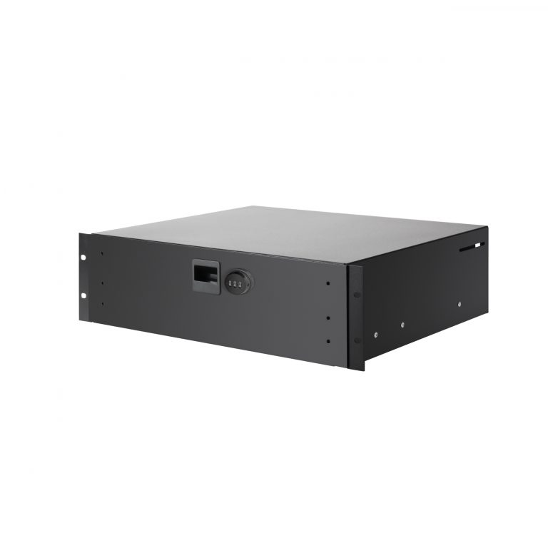 Adam Hall 19" Parts 87403 A CL - Cassetto portapacchi 3 U in alluminio con serratura a combinazione integrata