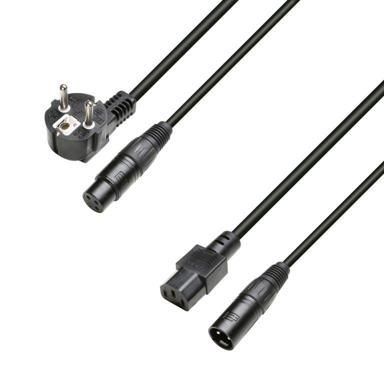 Adam Hall Cables 8101 PSAX 1500 - Power and Audio Cable CEE7/7 & XLR female to C13 & XLR male 3x1.5 mm² 15 m