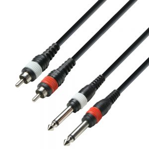 Adam Hall Cables K3 TPC 0100 M - Cavo audio 2 x connettore RCA a 2 x jack mono da 6,3 mm 1 m