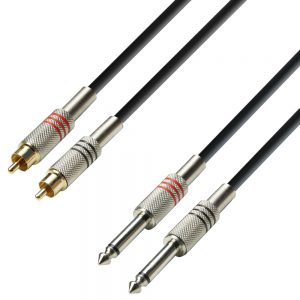 Adam Hall Cables K3 TPC 0300 - Cavo audio 2 x RCA maschio a 2 x jack mono da 6,3 mm 3 m