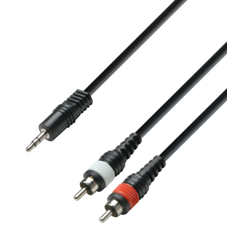 Adam Hall Cables K3 YWCC 0100 - Cavo Audio Jack stereo da 3,5 mm a 2 x RCA maschio 1 m