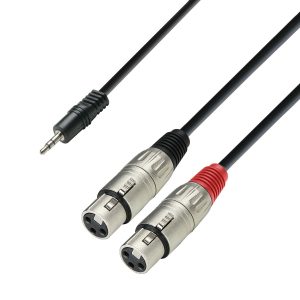 Adam Hall Cables K3 YWFF 0100 - Cavo audio jack stereo da 3,5 mm a 2 x presa XLR, 1 m