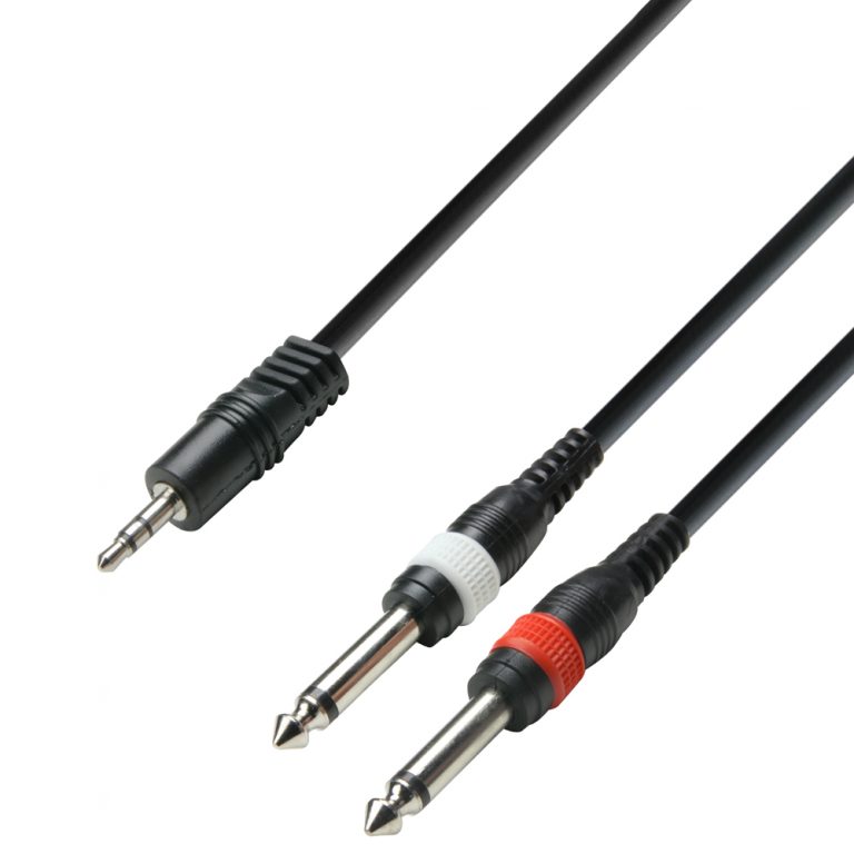 Adam Hall Cables K3 YWPP 0100 - Cavo Audio Jack stereo da 3,5 mm a 2 x Jack mono da 6,3 mm 1 m