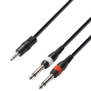 Adam Hall Cables K3 YWPP 0600 - Cavo Audio Jack stereo da 3,5 mm a 2 x Jack mono da 6,3 mm 6 m