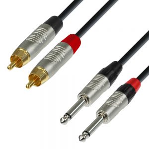 Adam Hall Cables K4 TPC 0060 - Cavo audio REAN 2 x RCA maschio a 2 x jack mono da 6,3 mm 0,6 m