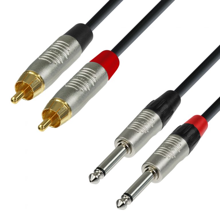 Adam Hall Cables K4 TPC 0060 - Cavo audio REAN 2 x RCA maschio a 2 x jack mono da 6,3 mm 0,6 m