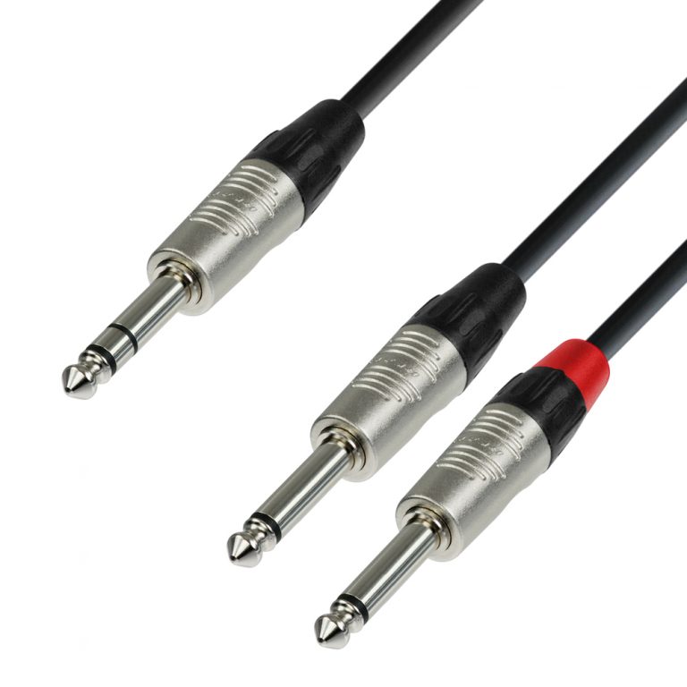 Adam Hall Cables K4 YVPP 0090 - Cavo audio REAN jack stereo da 6,3 mm a 2 x jack mono da 6,3 mm 0,9 m