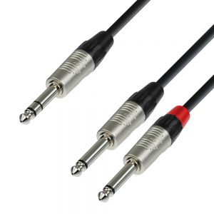 Adam Hall Cables K4 YVPP 0150 - Cavo audio REAN jack stereo da 6,3 mm a 2 x jack mono da 6,3 mm 1,5 m