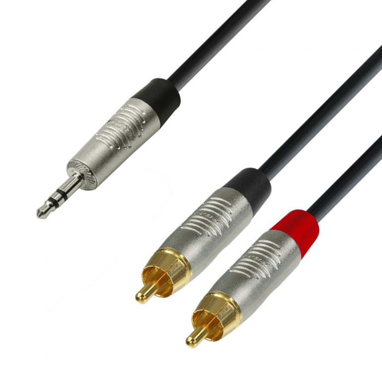 Adam Hall Cables K4 YWCC 0090 - Cavo audio REAN jack stereo da 3,5 mm a 2 x RCA maschio 0,9 m