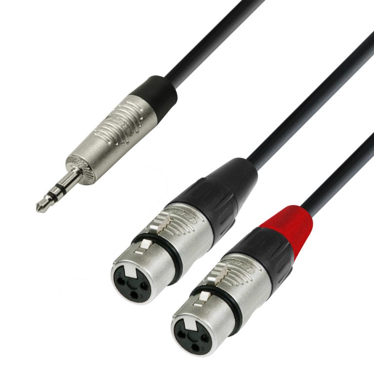 Adam Hall Cables K4 YWFF 0300 - Cavo audio REAN jack stereo da 3,5 mm a 2 x XLR femmina 3 m