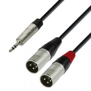 Adam Hall Cables K4 YWMM 0300 - Cavo audio REAN jack stereo da 3,5 mm a 2 x XLR maschio 3 m