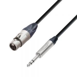 Adam Hall Cables K5 BFV 0100 - Cavo microfono Neutrik XLR femmina a jack stereo da 6,3 mm 1 m