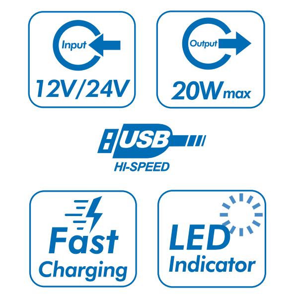 Caricabatteria da Auto USB-C™ PD da 20W Bianco