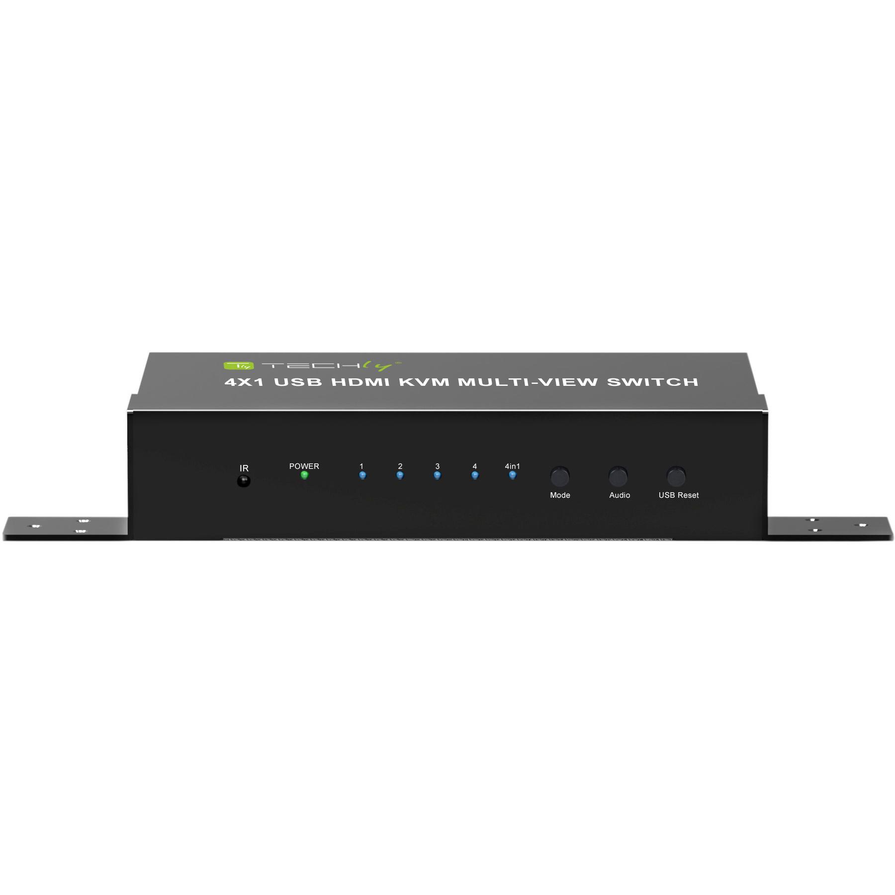 HDMI Switch 4x1 KVM Quad Multiviewer con Telecomando IR 1080p